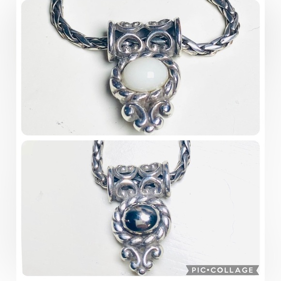 Brighton Taiwan Wheat Chain Two Side Pearly White & Silver Oval Shape EUC - Picture 6 of 9